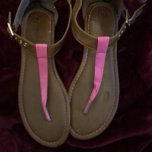 Brown‎ and pink sandals